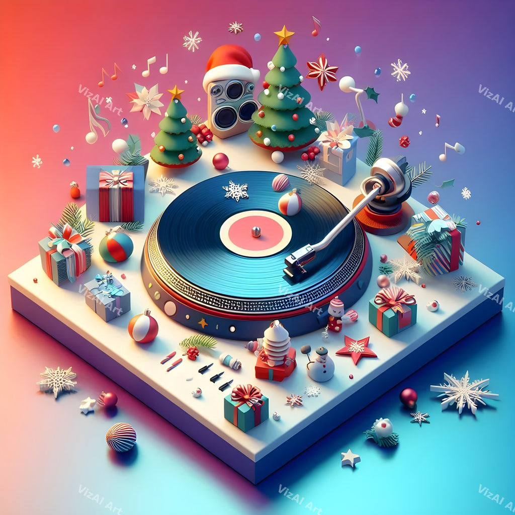 Toyland Turntables & Speakers Christmas Music Art — print 5