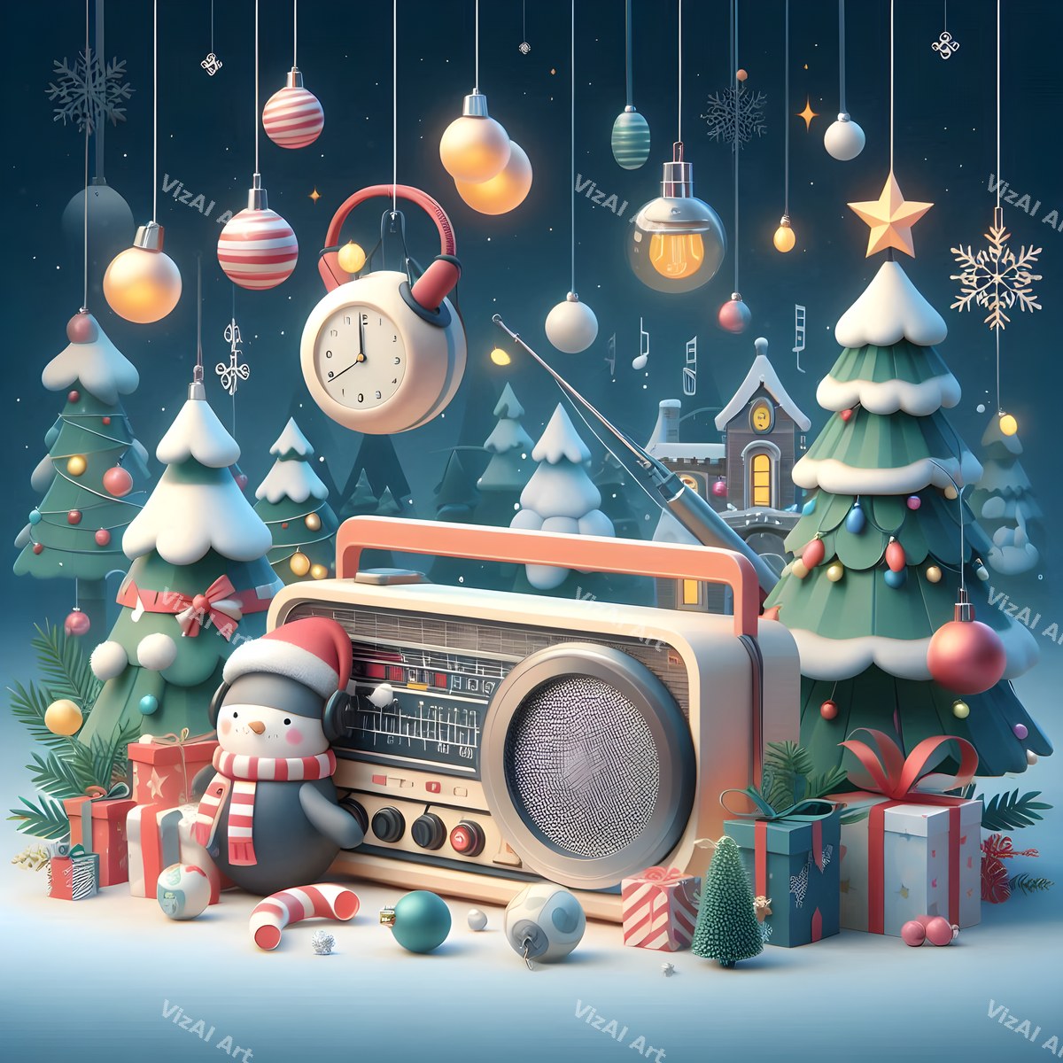 Toyland Turntables & Speakers Christmas Music Art — print 6