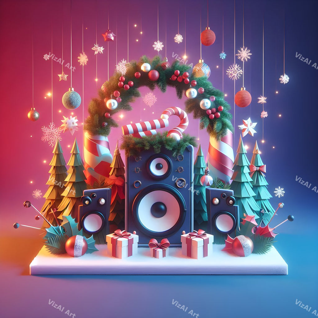 Toyland Turntables & Speakers Christmas Music Art — print 8