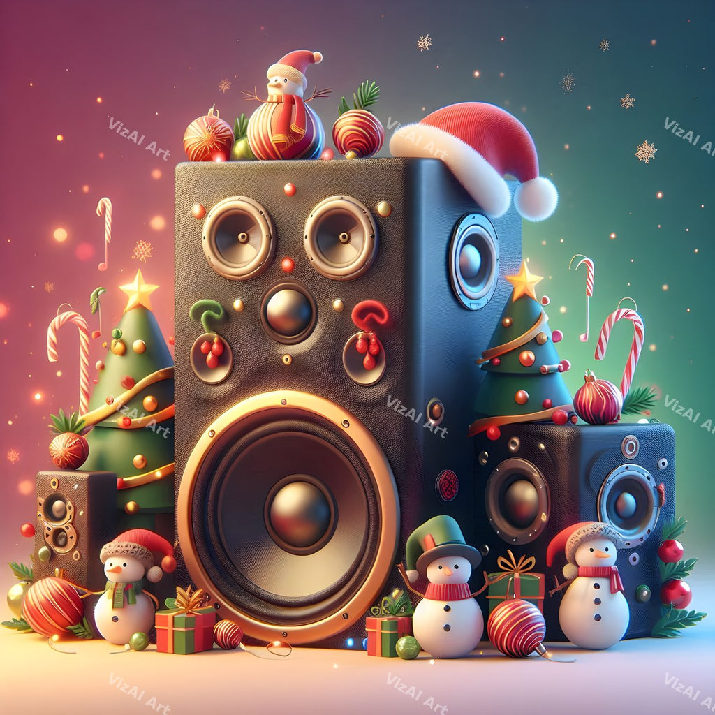 Toyland Turntables & Speakers Christmas Music Art — print 9