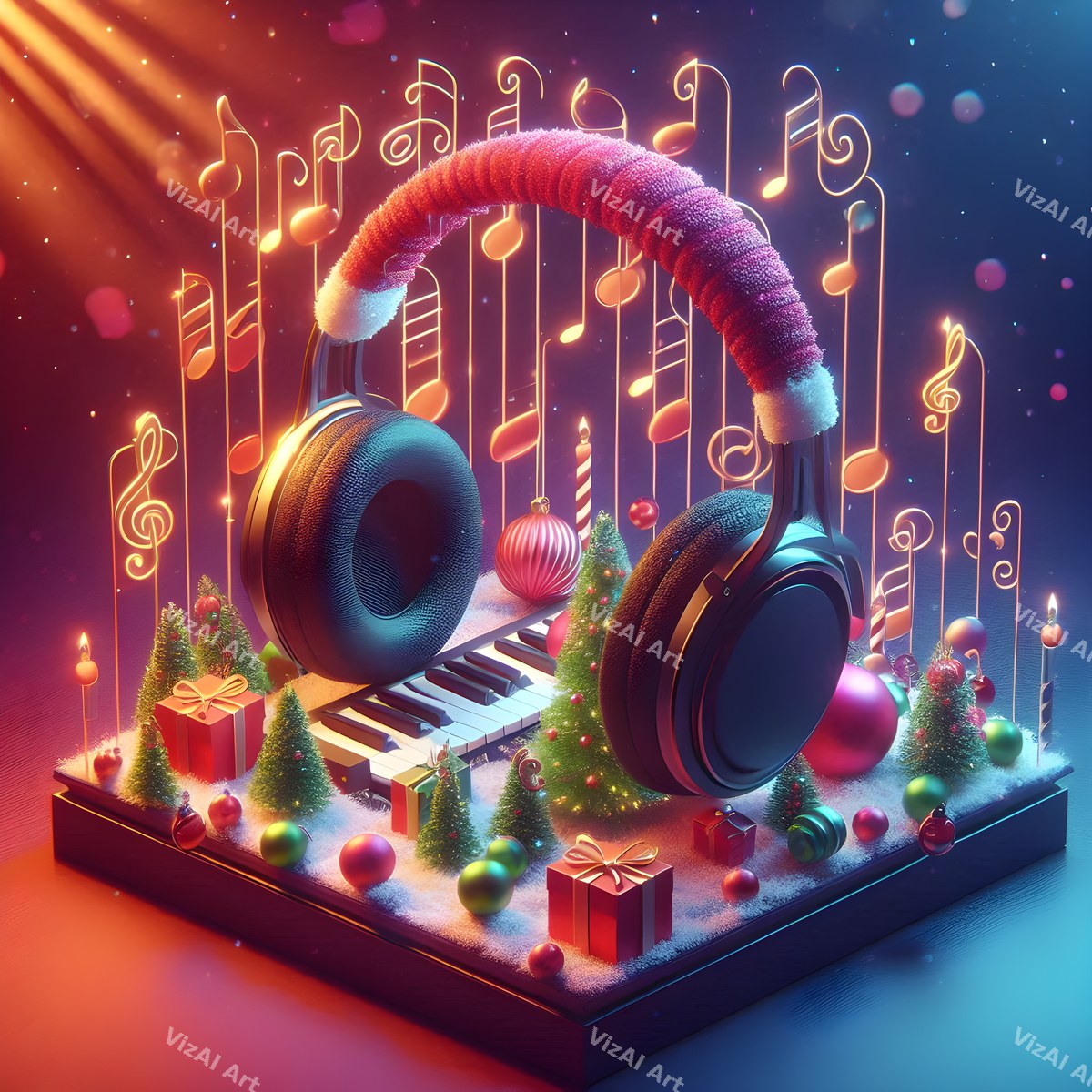 Toyland Turntables & Speakers Christmas Music Art — print 10