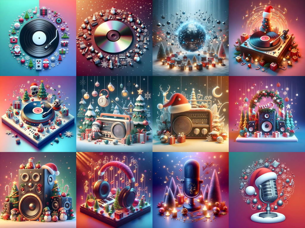 Toyland Turntables & Speakers Christmas Music Art — Choose Your Print