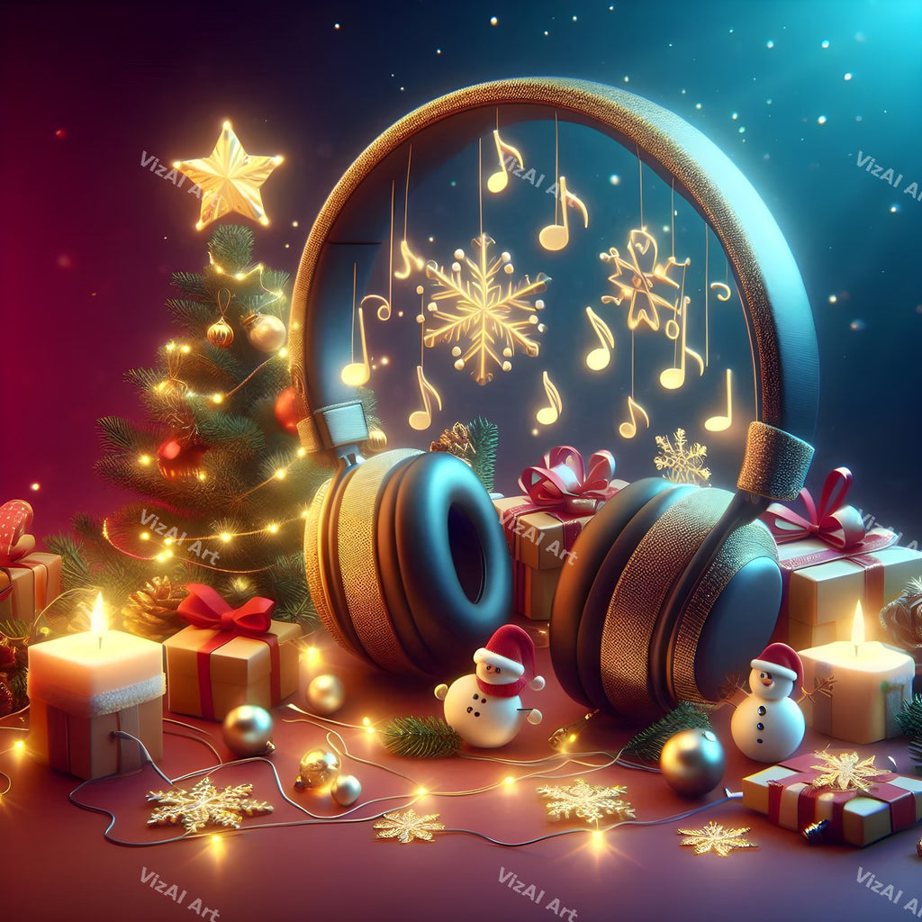 Red & Green Sparkle Christmas Music Art — print 1