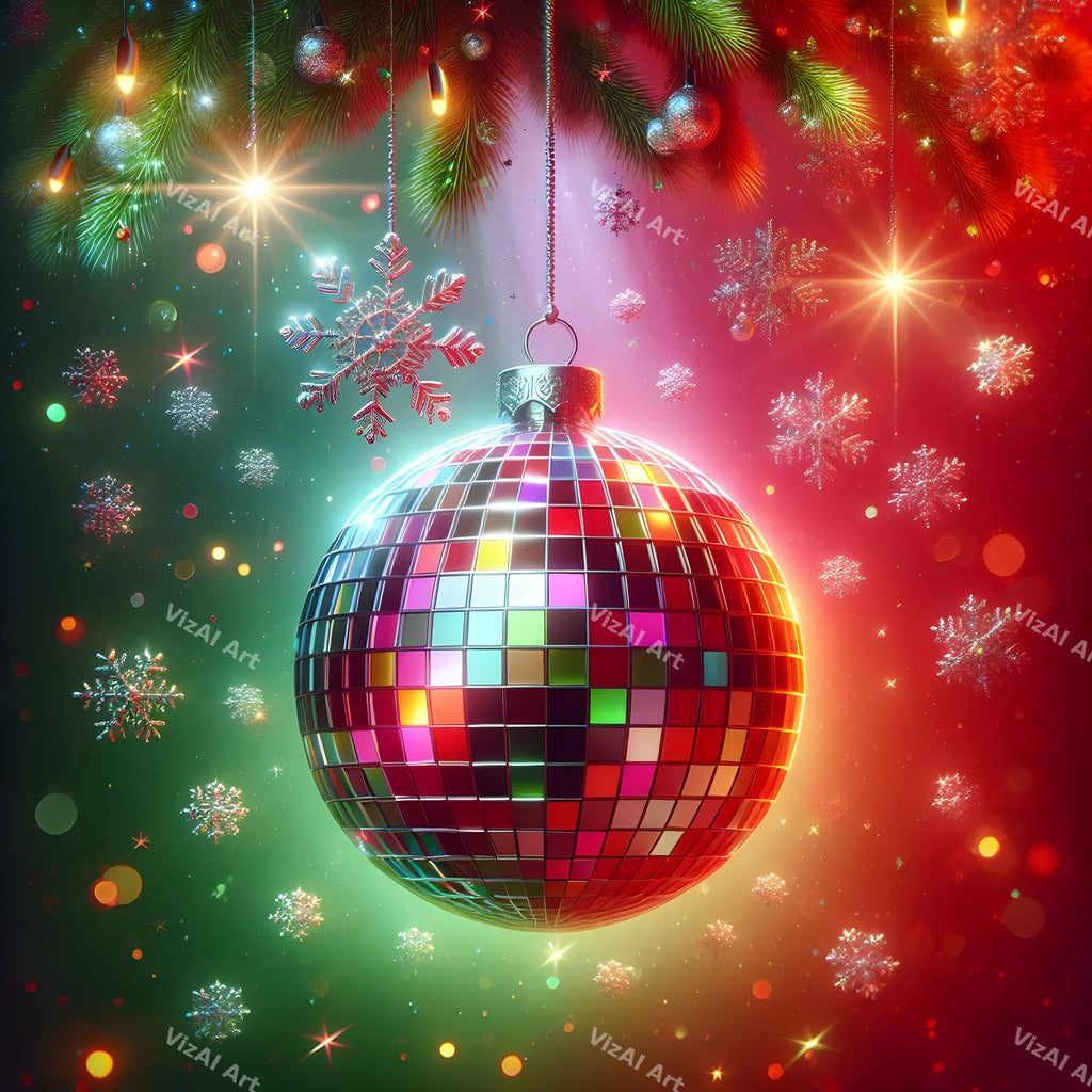 Red & Green Sparkle Christmas Music Art — print 6