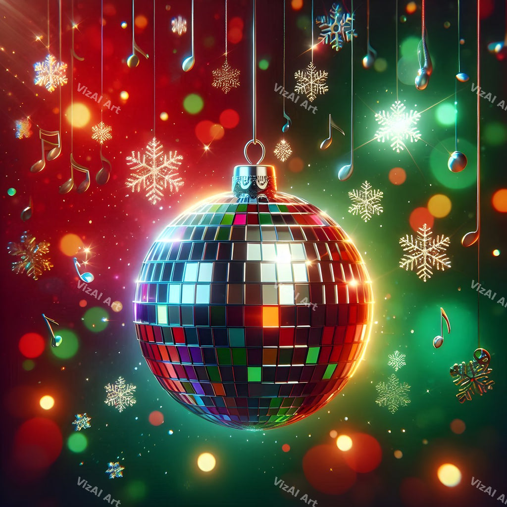 Red & Green Sparkle Christmas Music Art — print 7