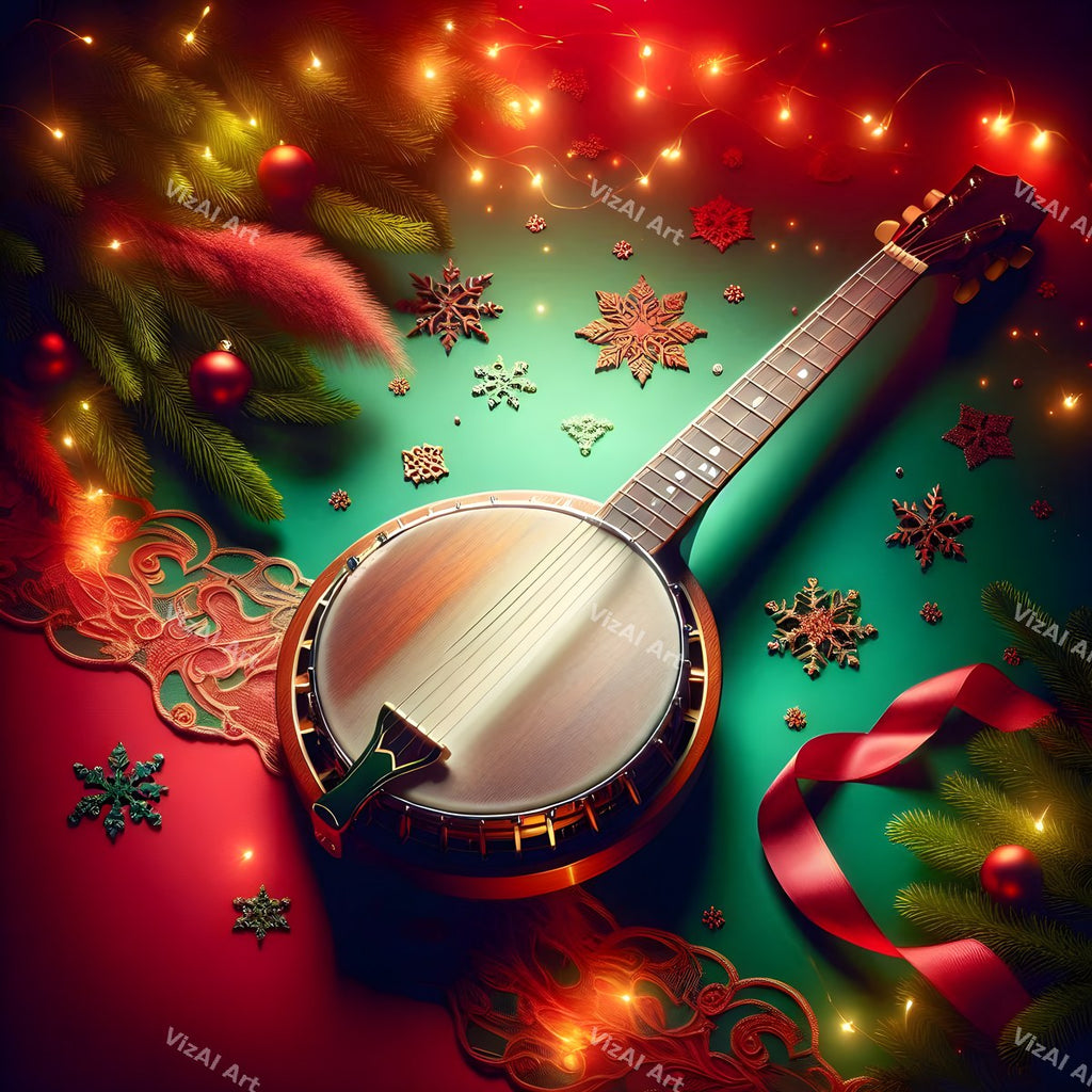 Red & Green Sparkle Christmas Music Art — print 10