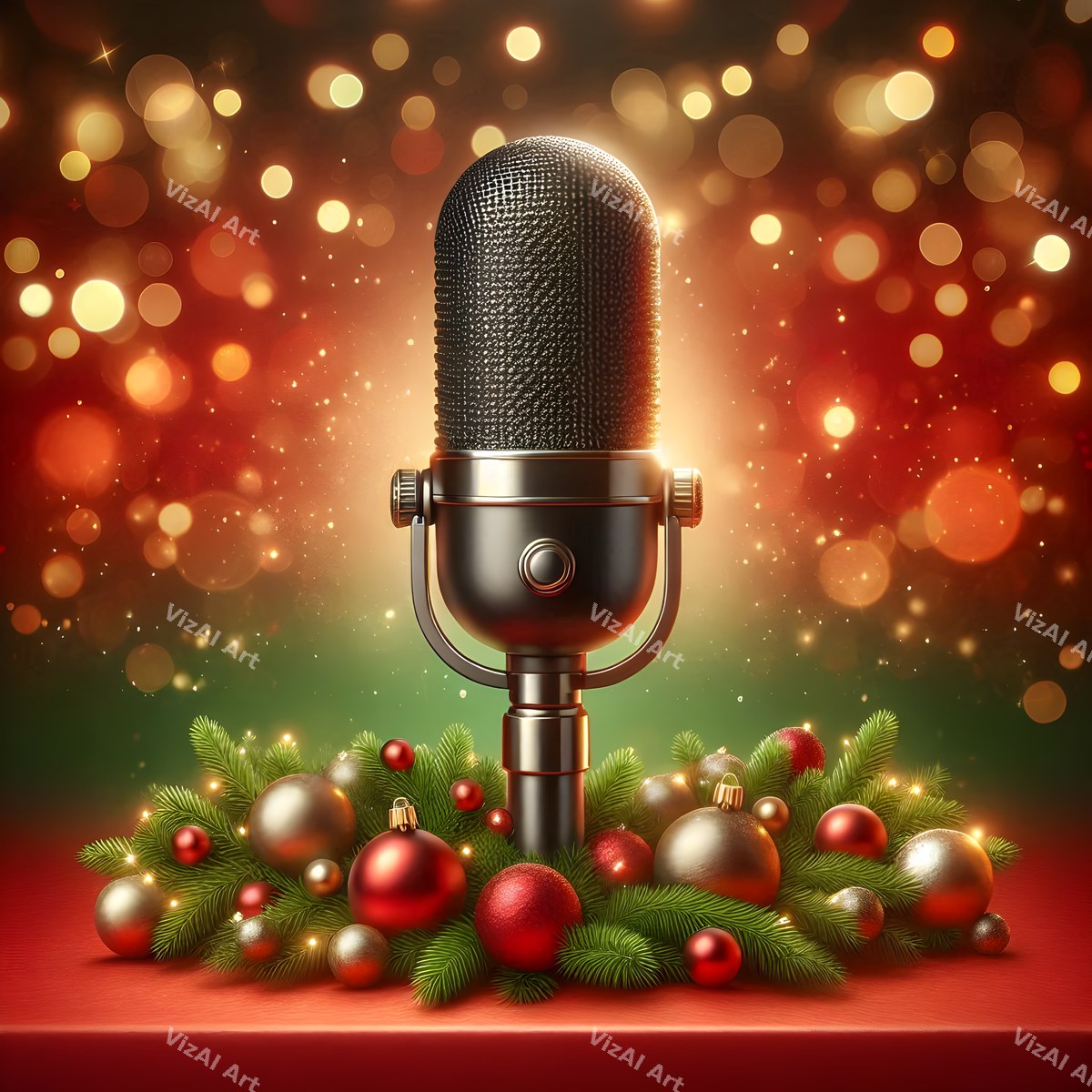 Red & Green Sparkle Christmas Music Art — print 11