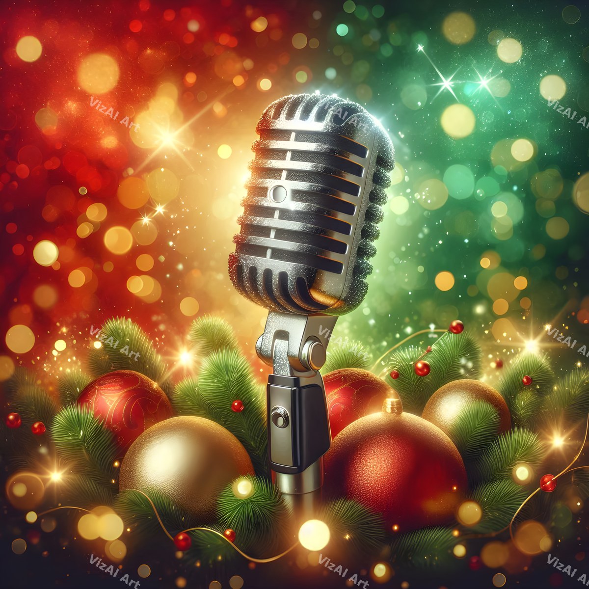 Red & Green Sparkle Christmas Music Art — print 12