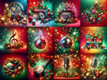 Red & Green Sparkle Christmas Music Art — 12 Printable Prints