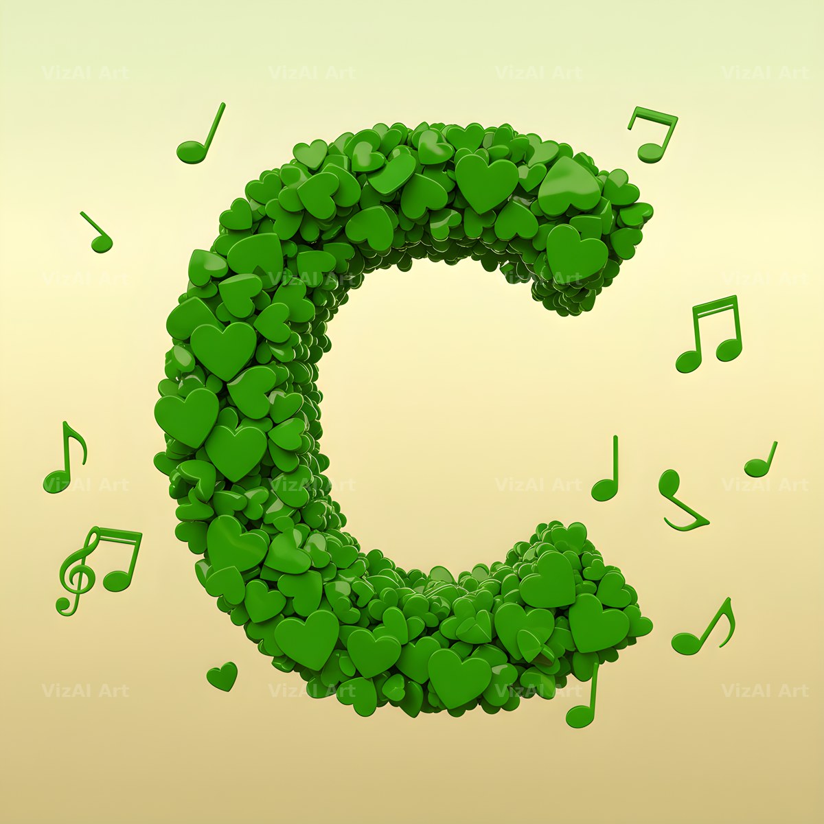 Moss Garden Note alphabet letter C