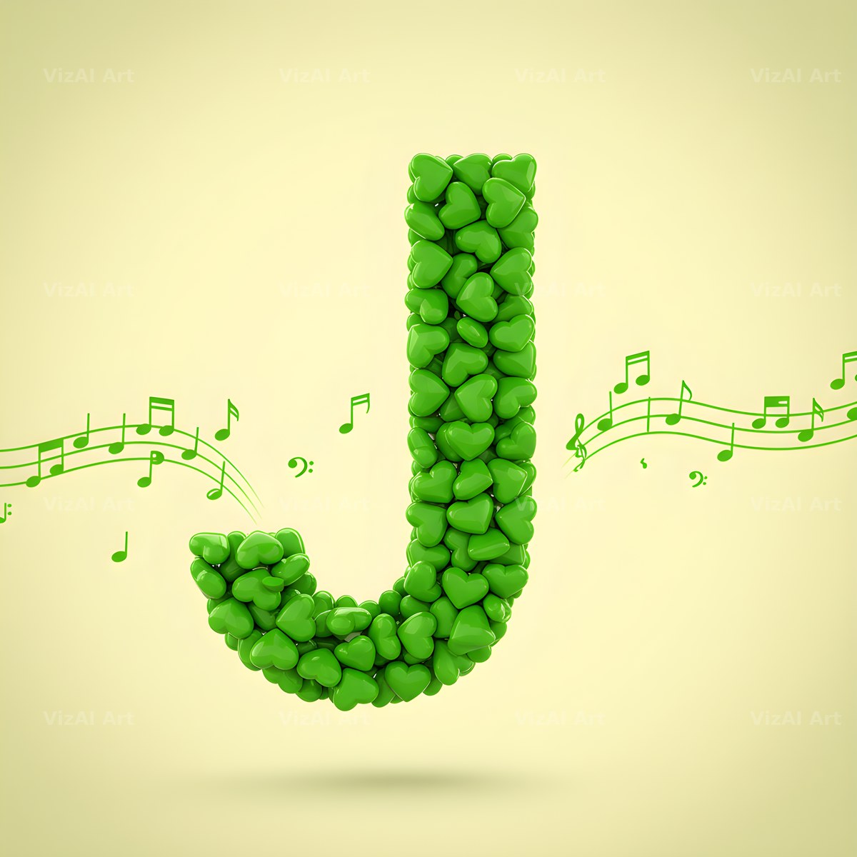 Moss Garden Note alphabet letter J