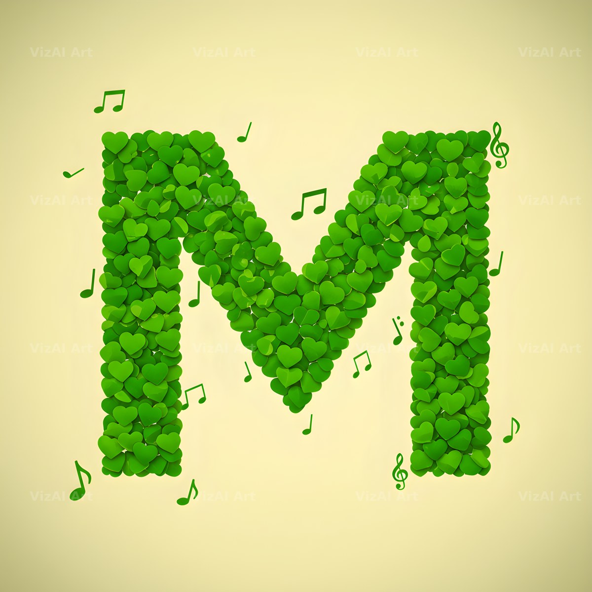 Moss Garden Note alphabet letter M
