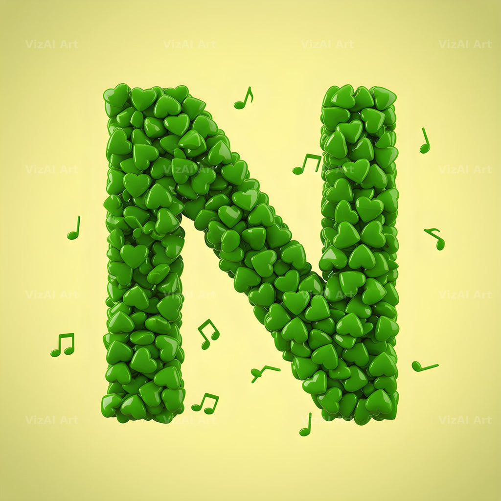 Moss Garden Note alphabet letter N