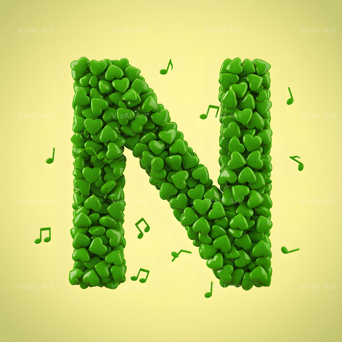 Moss Garden Note alphabet letter N
