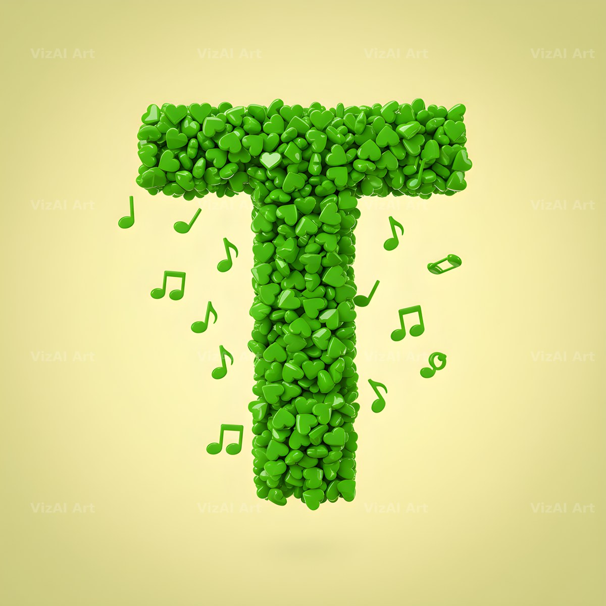 Moss Garden Note alphabet letter T