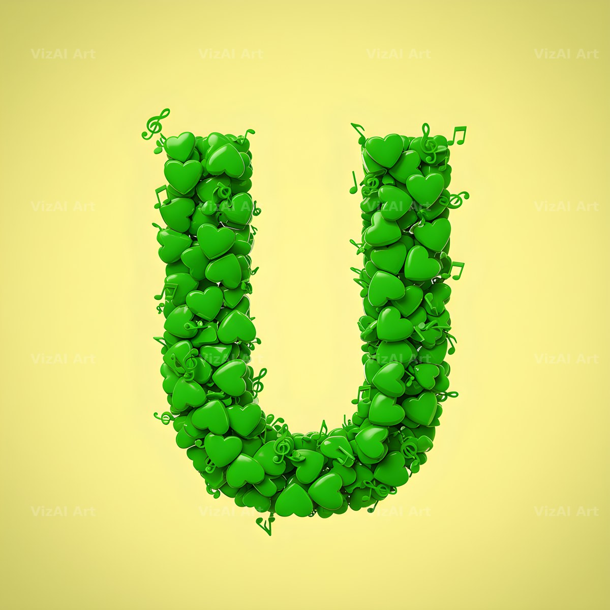Moss Garden Note alphabet letter U