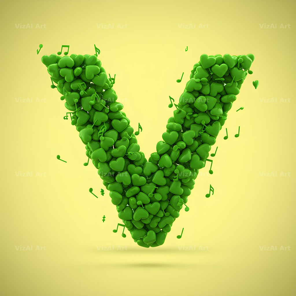 Moss Garden Note alphabet letter V
