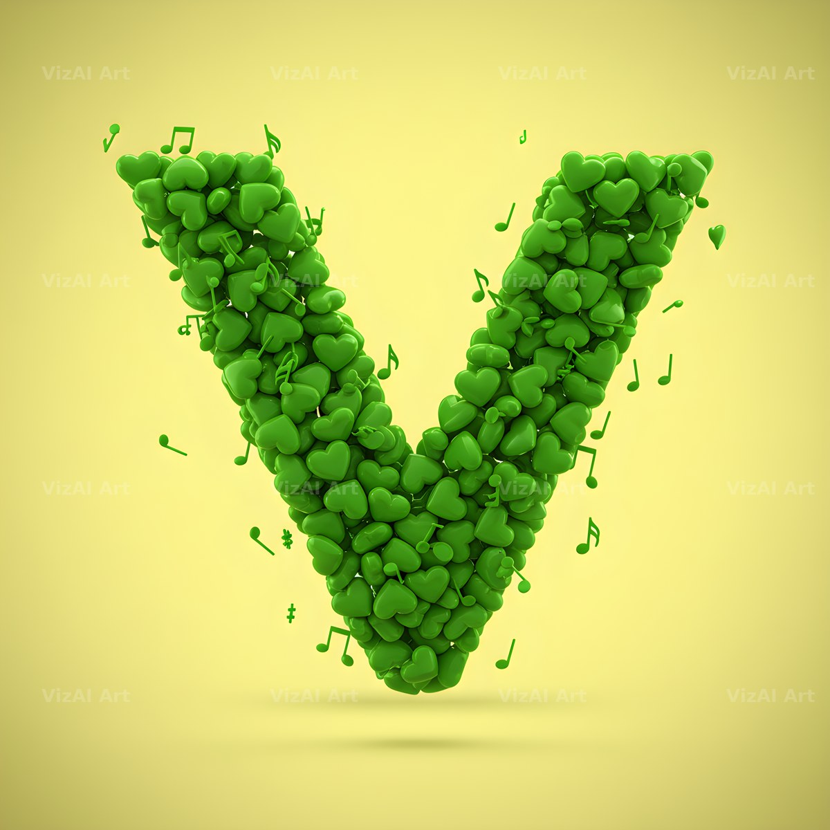 Moss Garden Note alphabet letter V