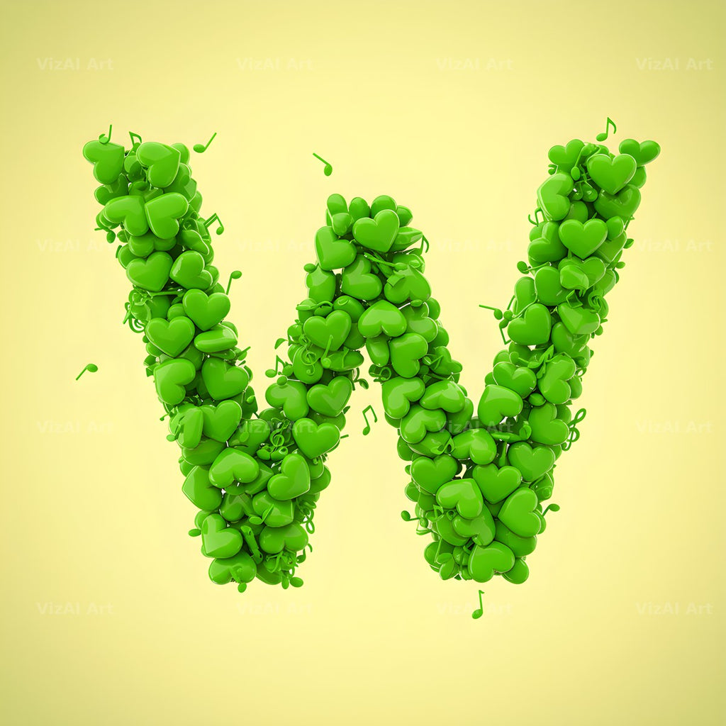 Moss Garden Note alphabet letter W