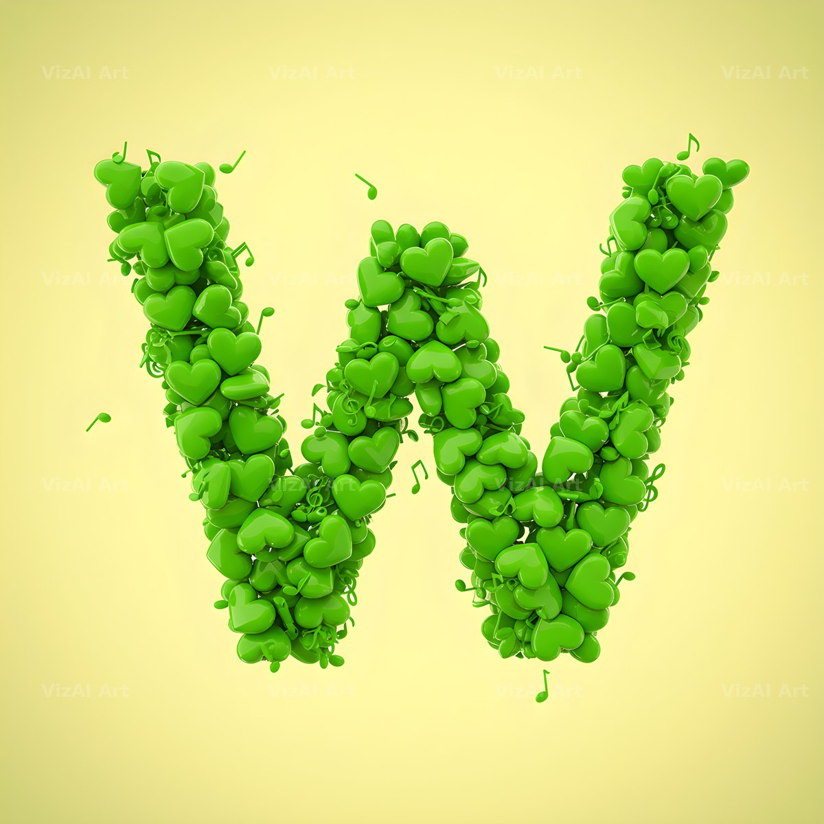 Moss Garden Note alphabet letter W