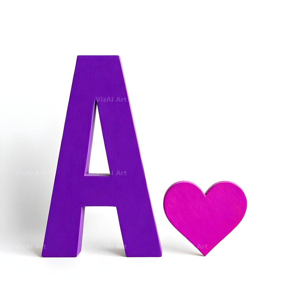 Minimal Purple Heart alphabet letter A