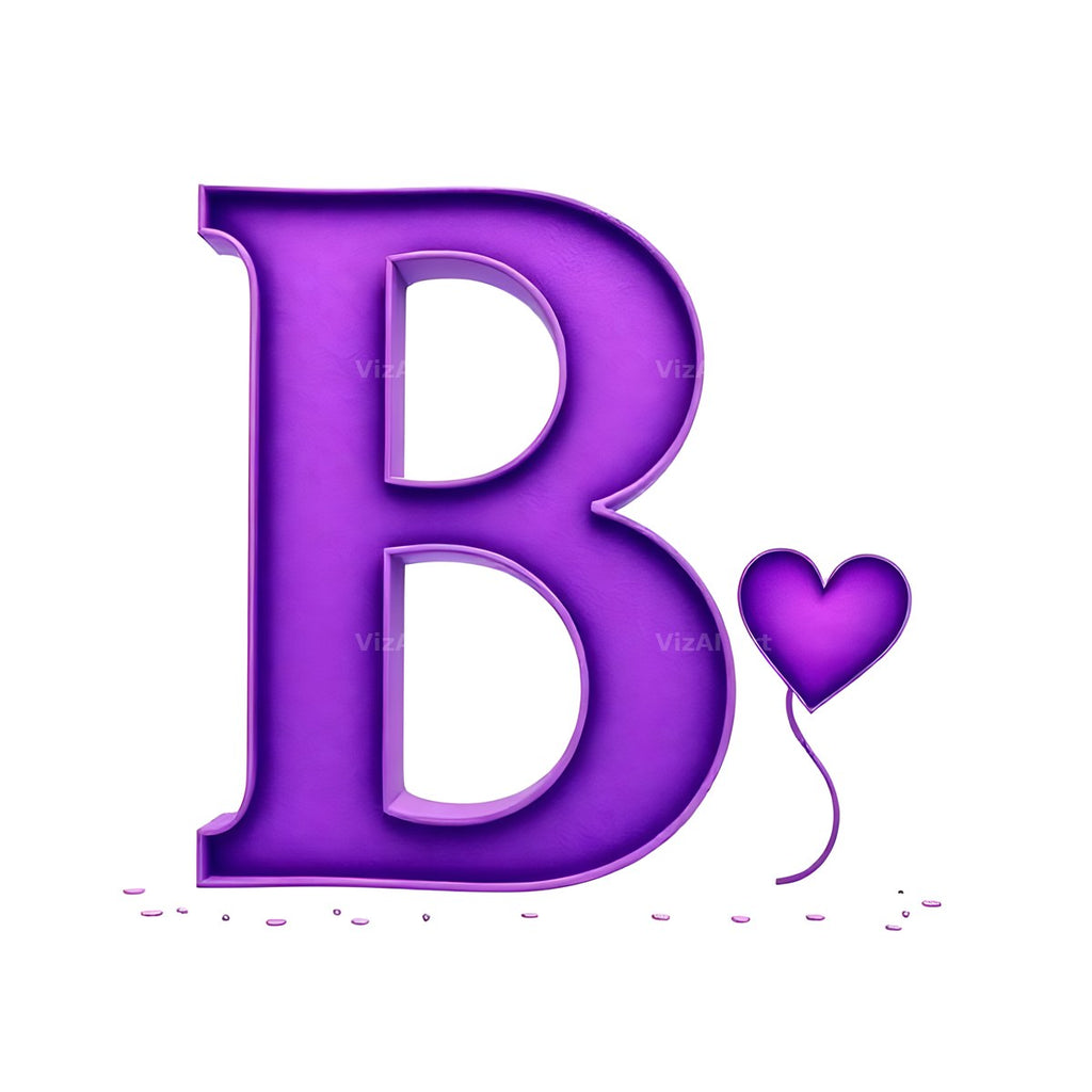 Minimal Purple Heart alphabet letter B