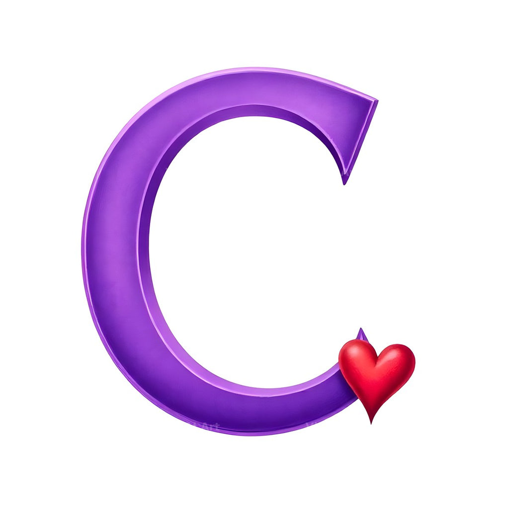 Minimal Purple Heart alphabet letter C
