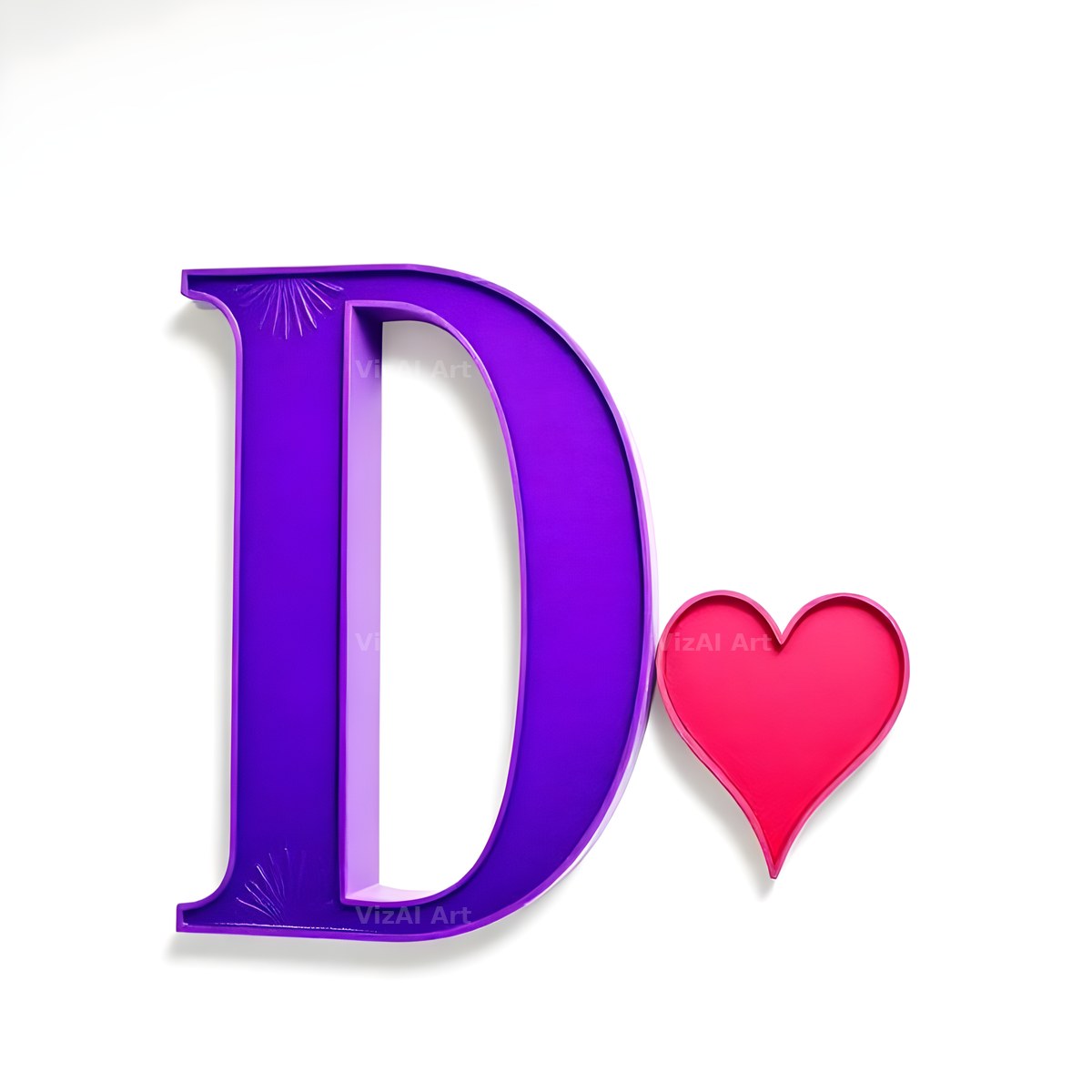 Minimal Purple Heart alphabet letter D