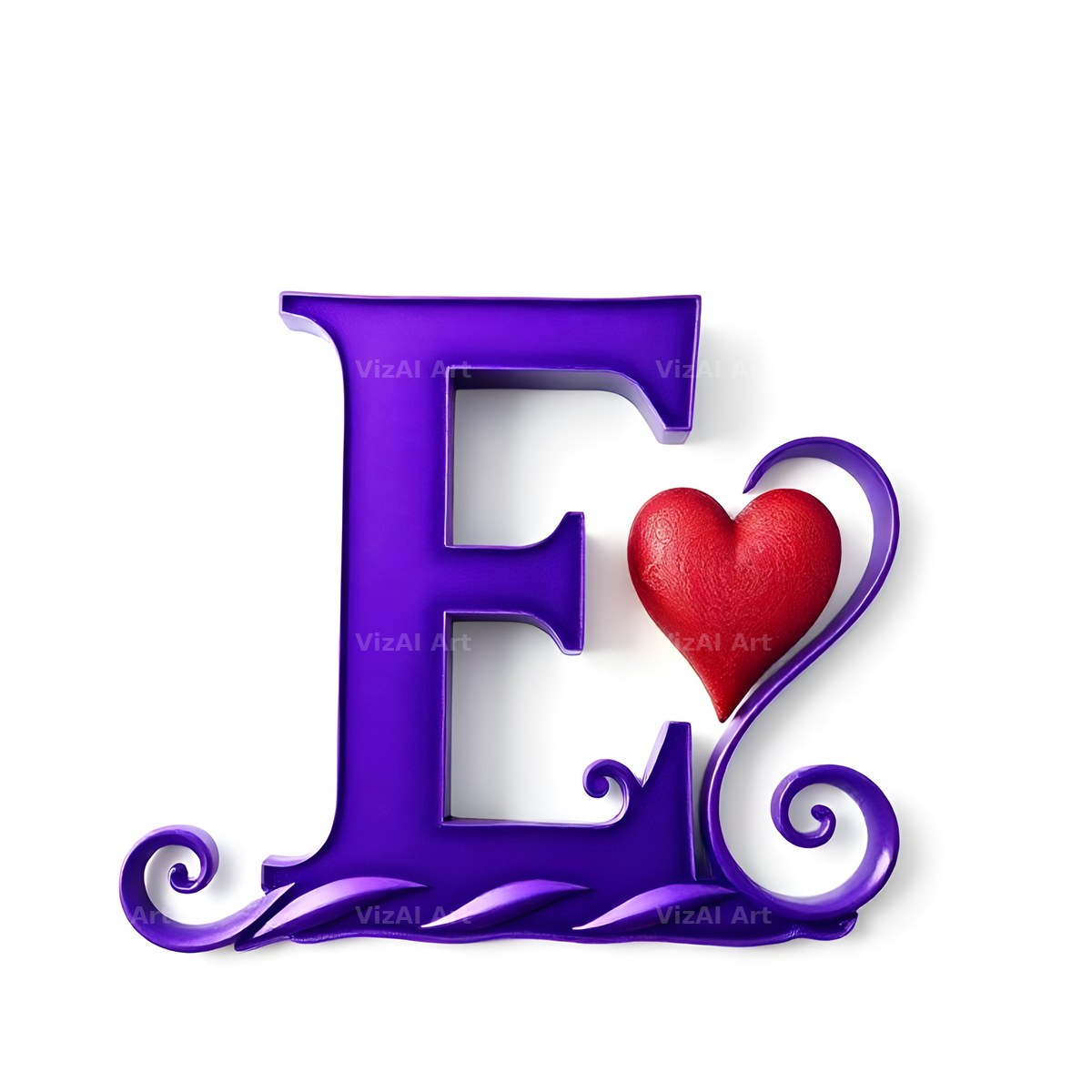 Minimal Purple Heart alphabet letter E