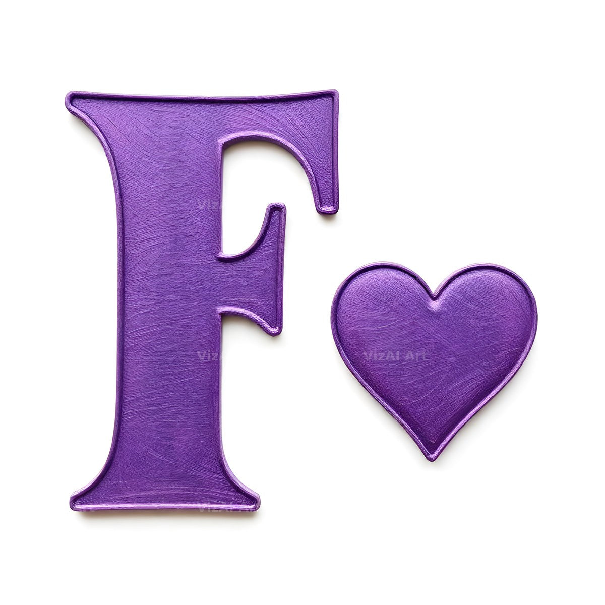 Minimal Purple Heart alphabet letter F