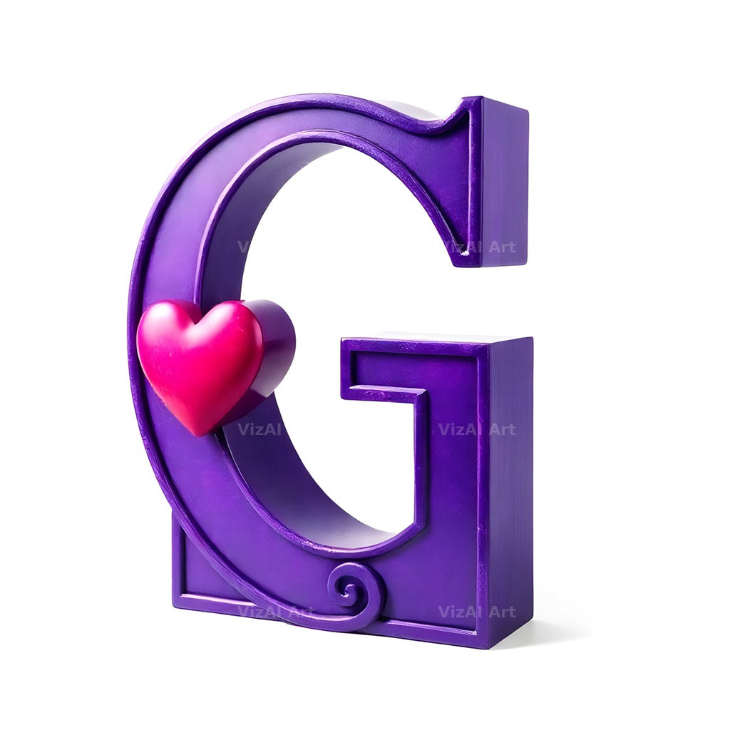 Minimal Purple Heart alphabet letter G