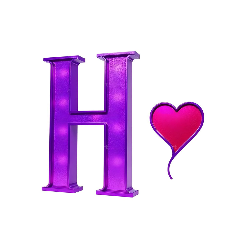 Minimal Purple Heart alphabet letter H