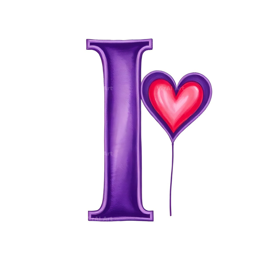 Minimal Purple Heart alphabet letter I