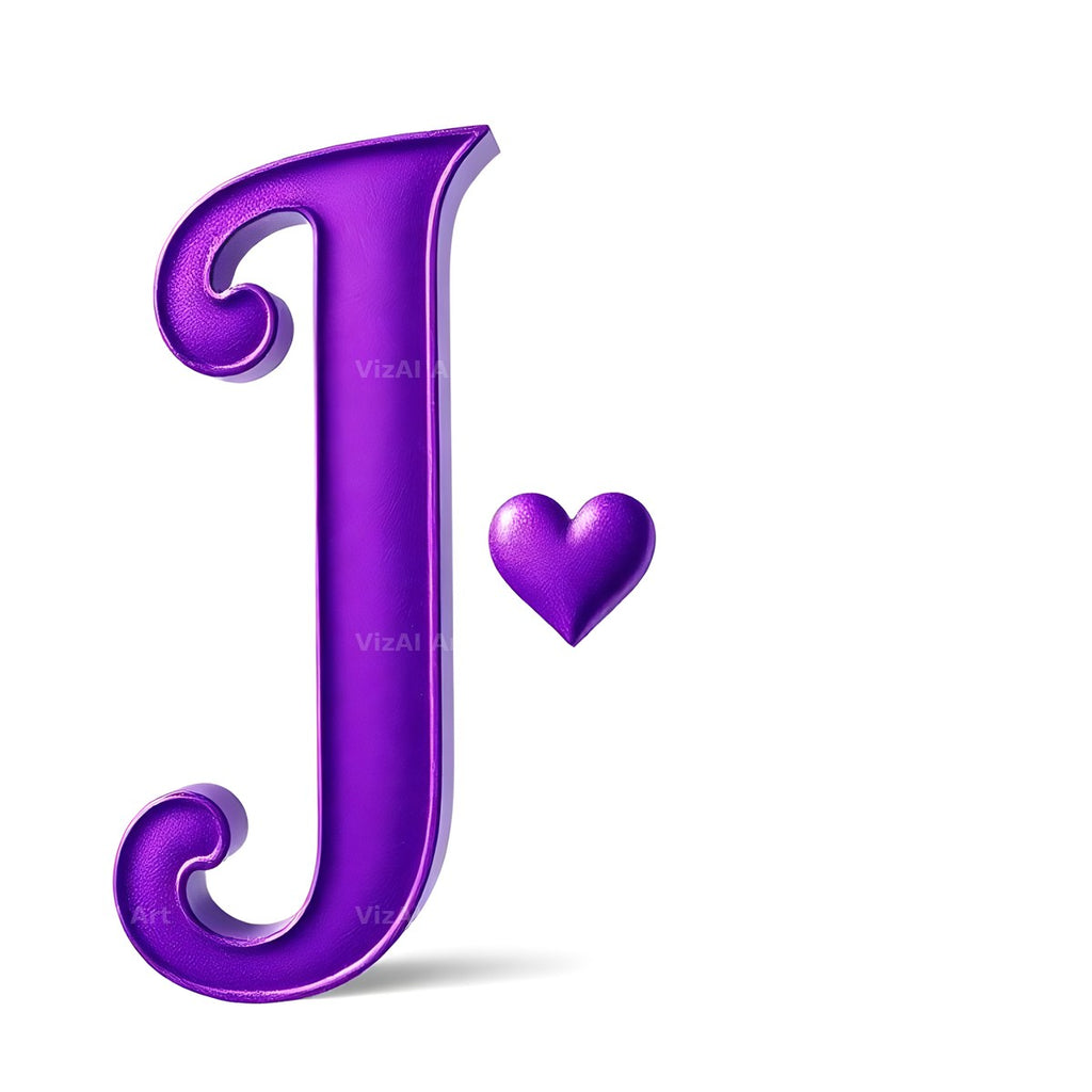 Minimal Purple Heart alphabet letter J