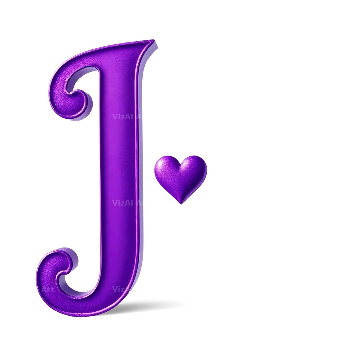 Minimal Purple Heart alphabet letter J