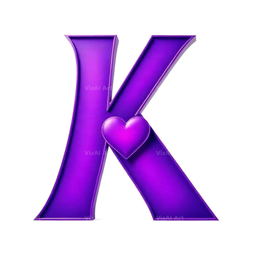 Minimal Purple Heart alphabet letter K