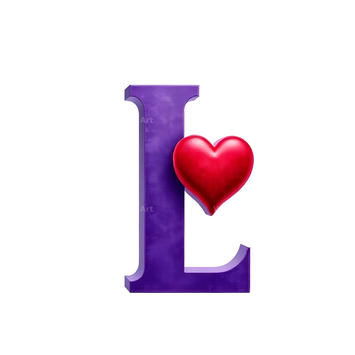 Minimal Purple Heart alphabet letter L