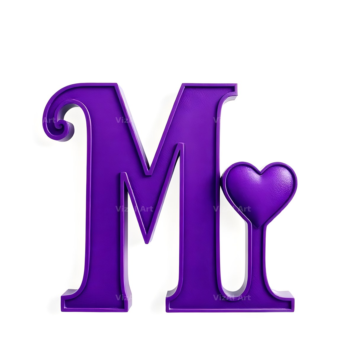Minimal Purple Heart alphabet letter M