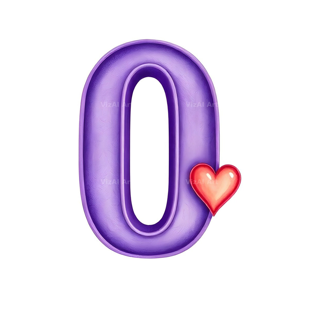 Minimal Purple Heart alphabet letter O