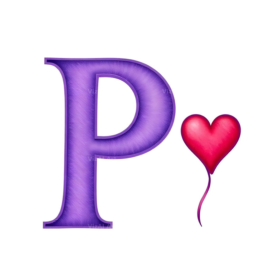 Minimal Purple Heart alphabet letter P
