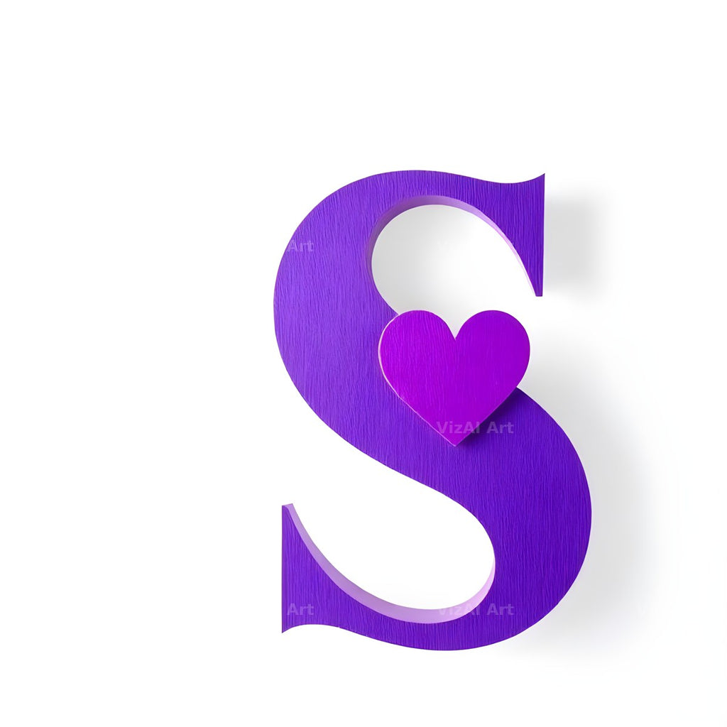 Minimal Purple Heart alphabet letter S