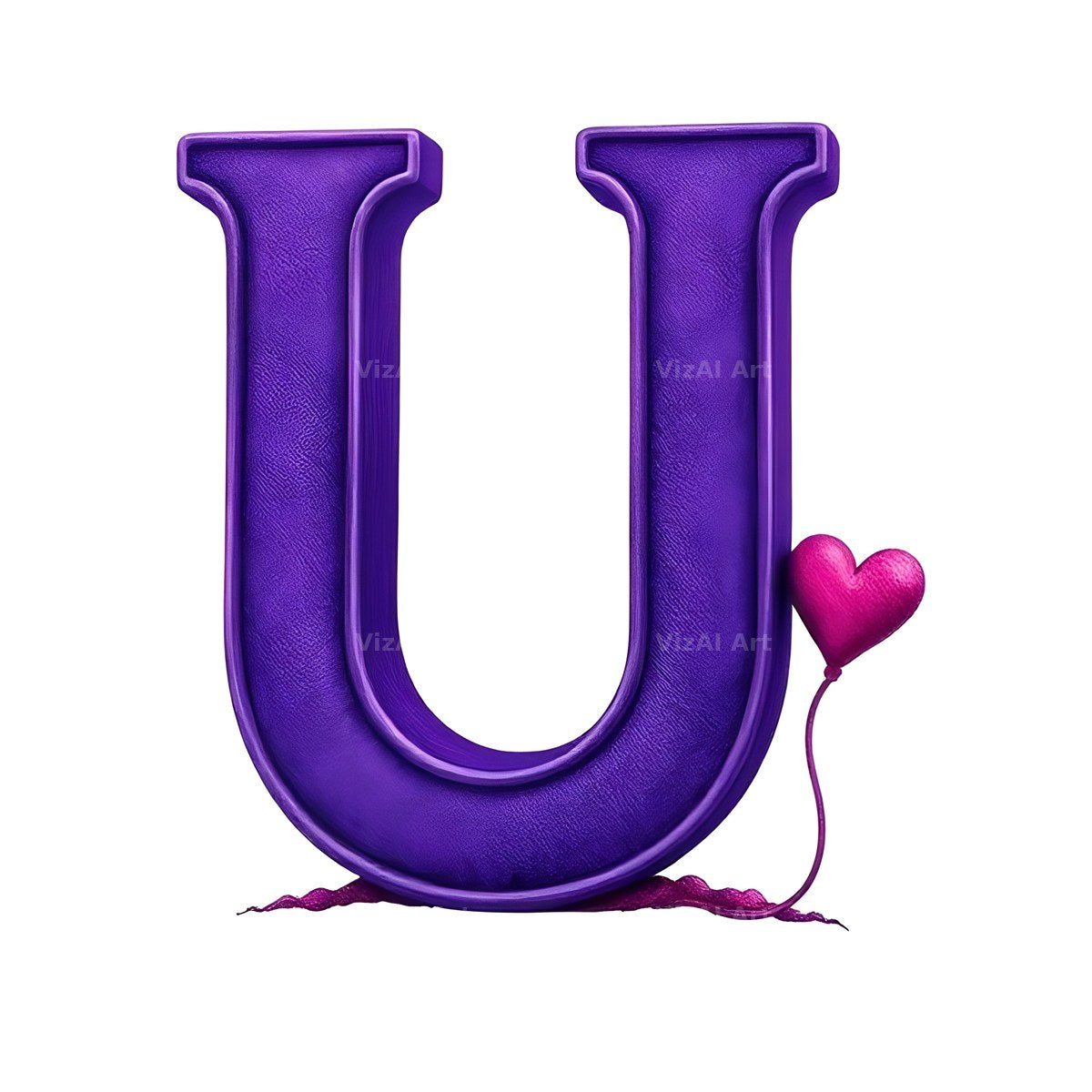Minimal Purple Heart alphabet letter U