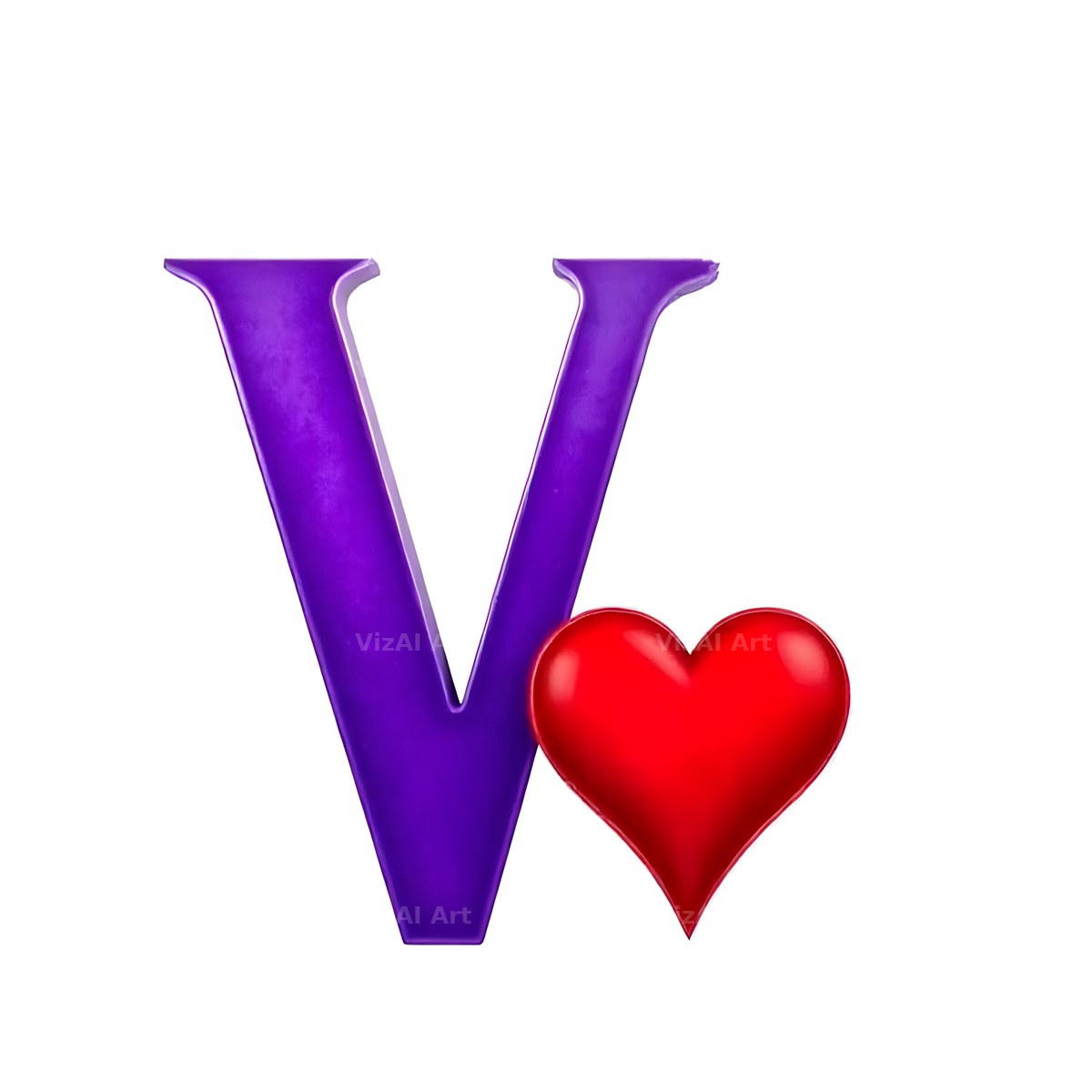 Minimal Purple Heart alphabet letter V