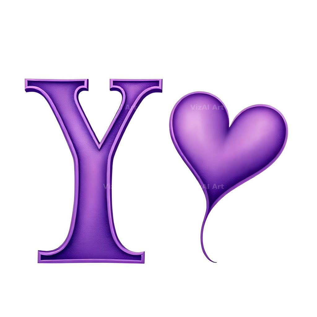 Minimal Purple Heart alphabet letter Y
