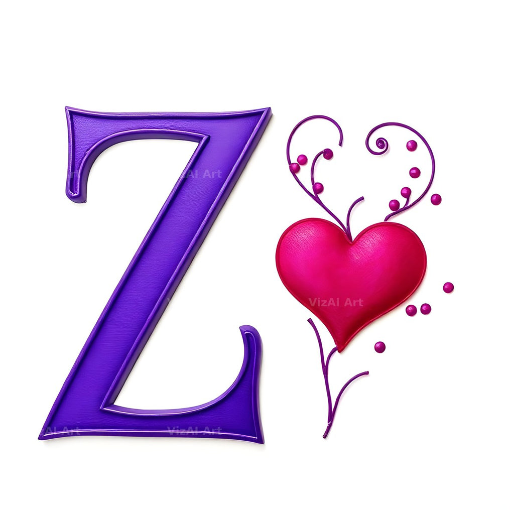 Minimal Purple Heart alphabet letter Z