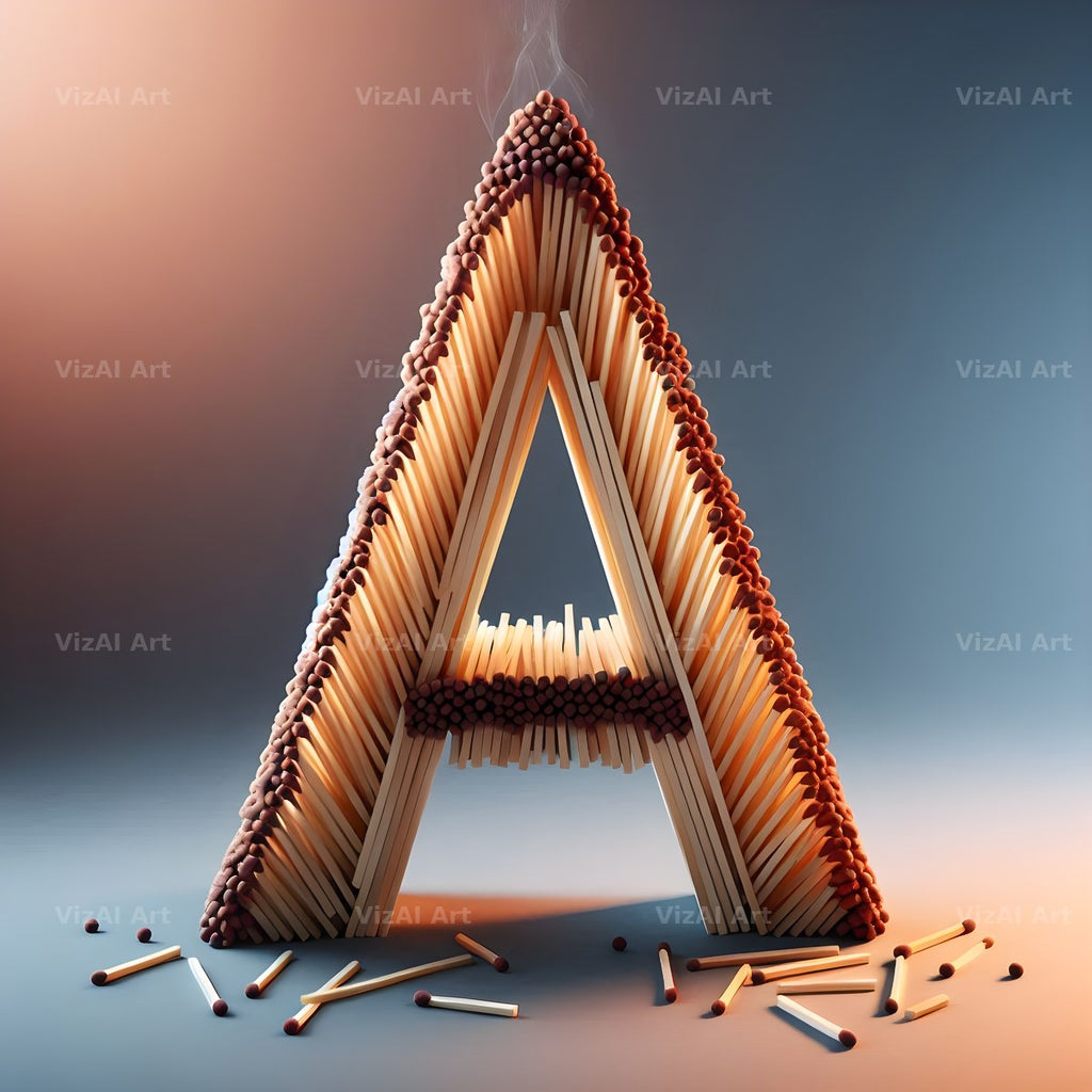 Matchstick alphabet letter A