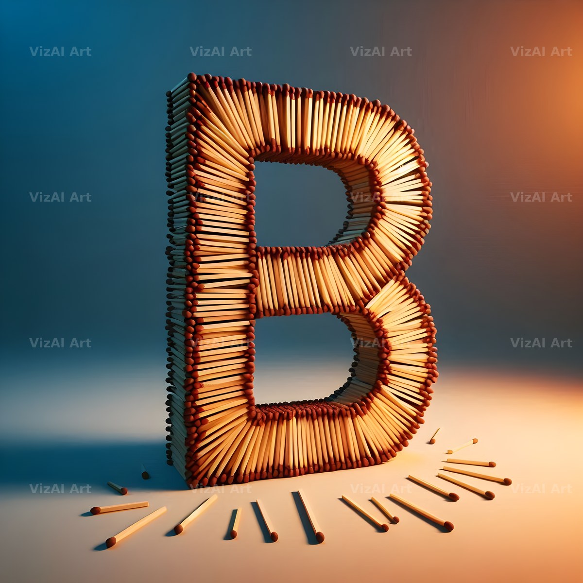 Matchstick alphabet letter B