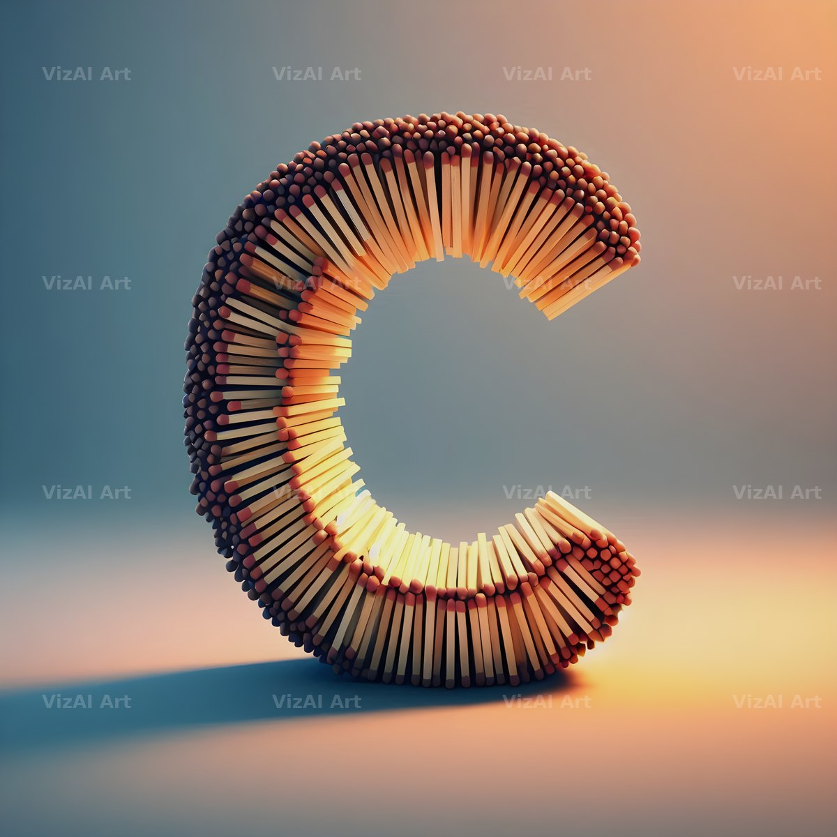 Matchstick alphabet letter C
