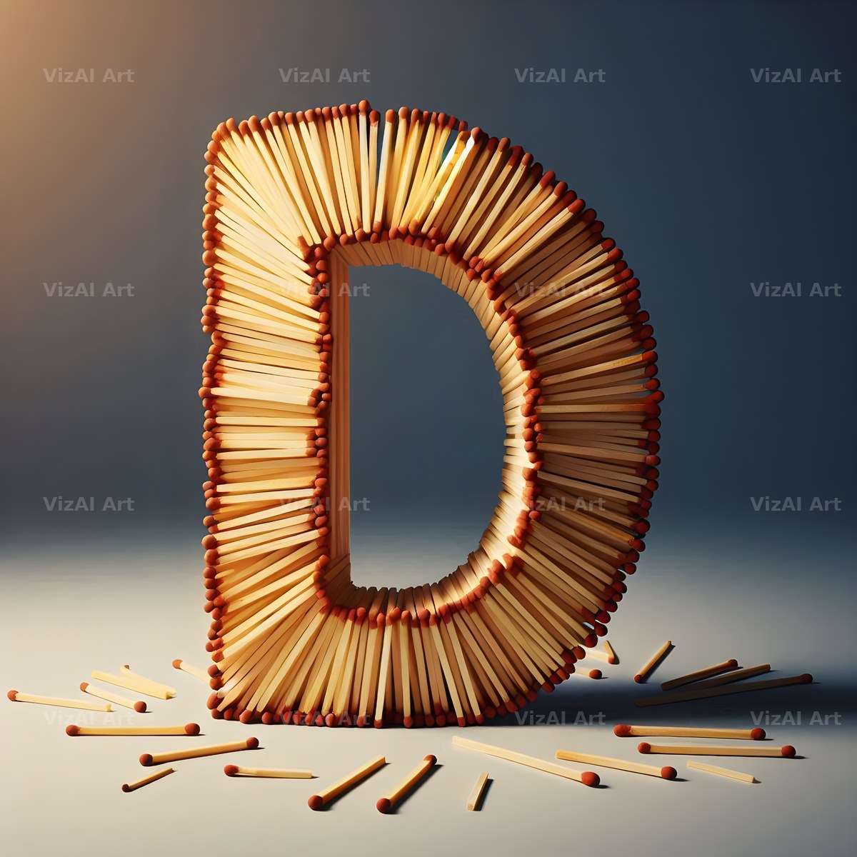 Matchstick alphabet letter D
