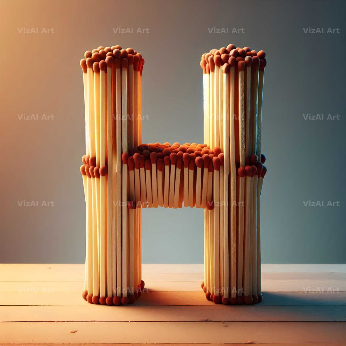Matchstick alphabet letter H